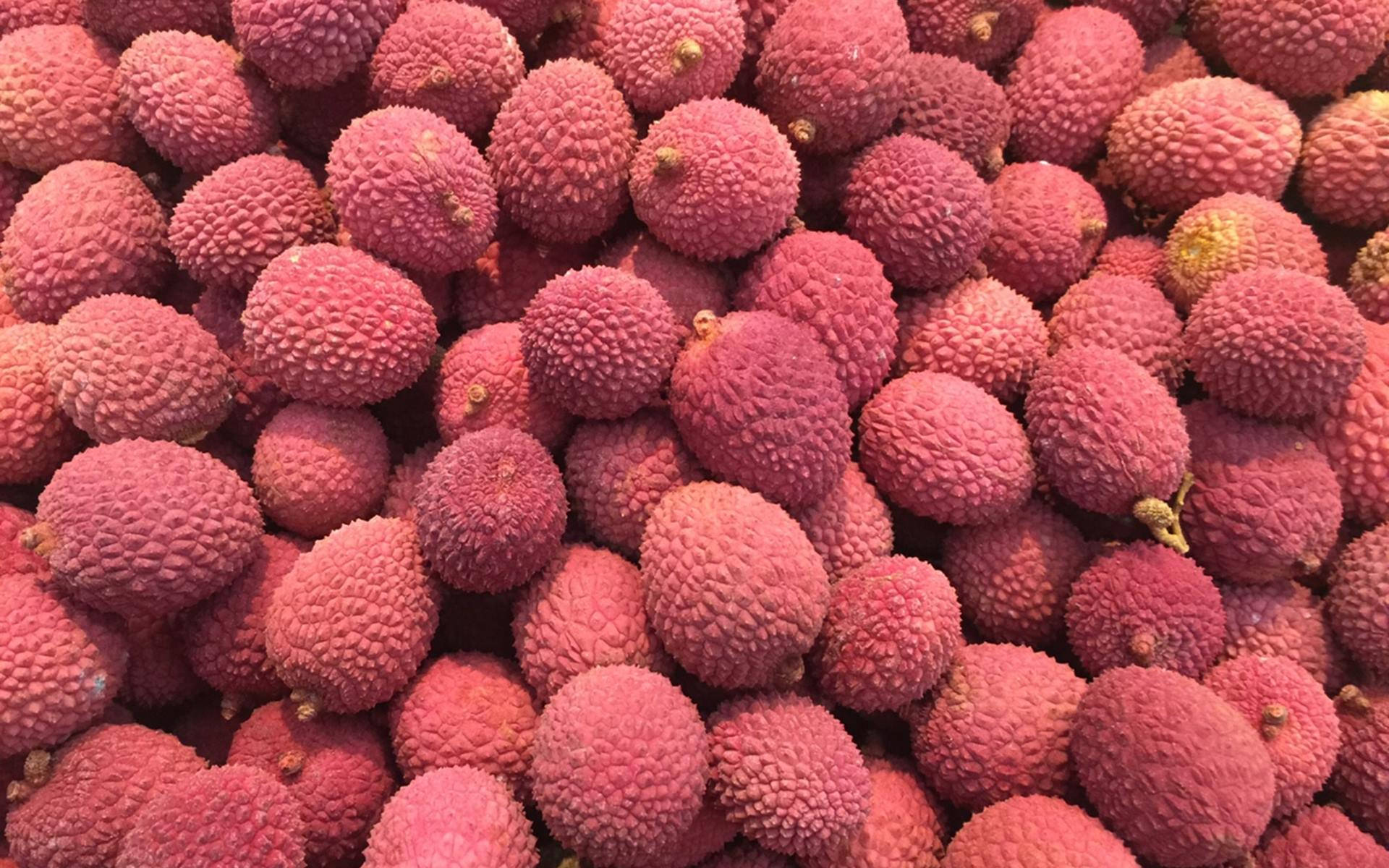 Pink Oval Tropical Fruit Lychees Background