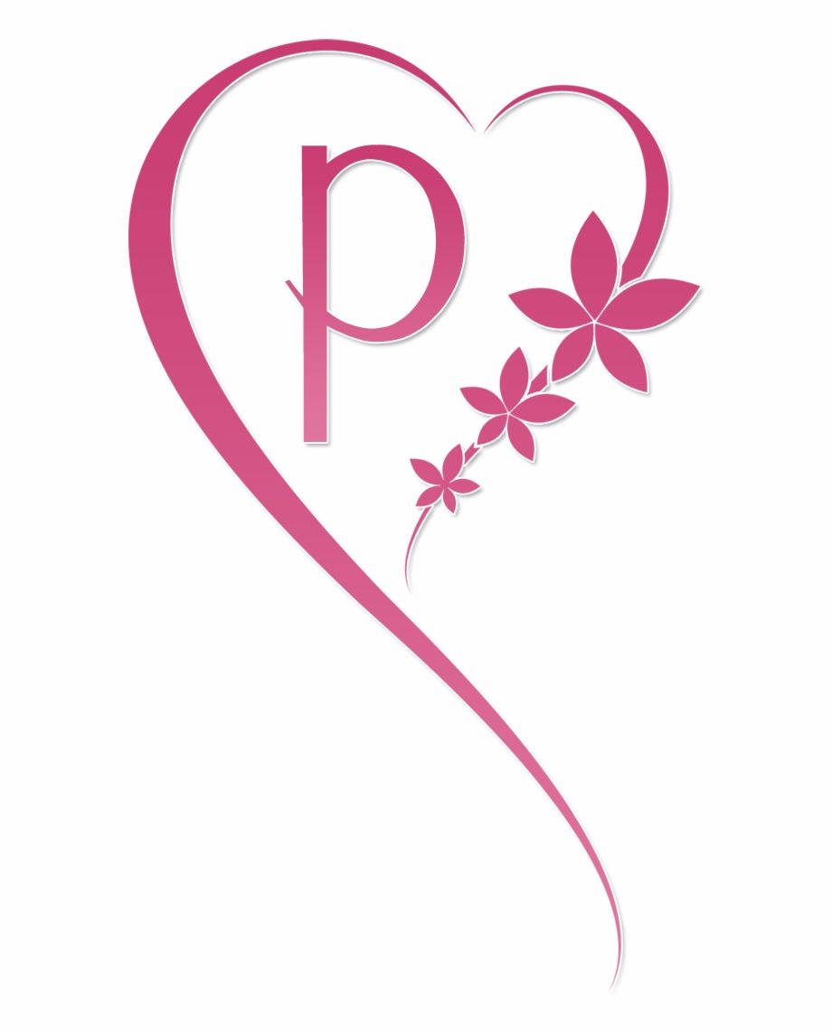 Pink P Letter In Heart Background