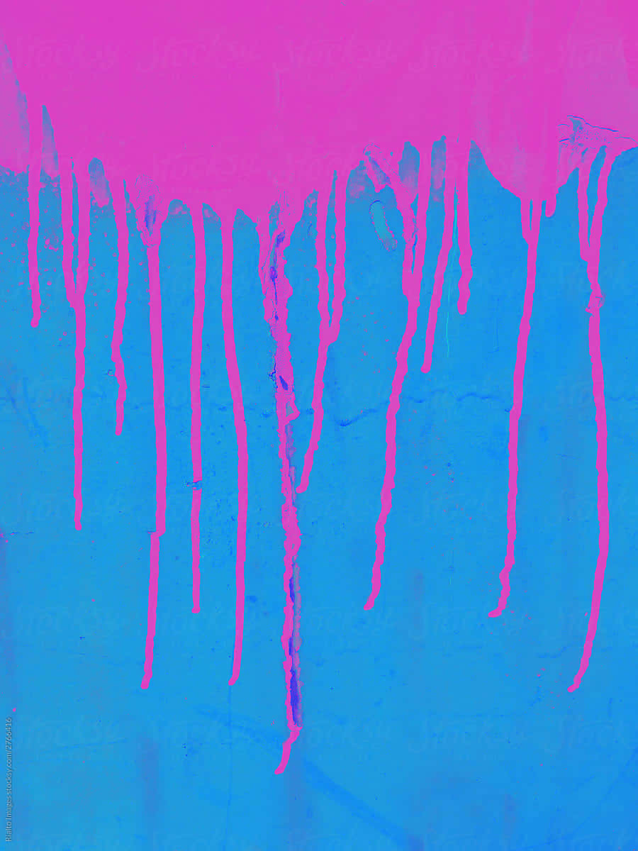Pink Paint Drip Over Blue Background