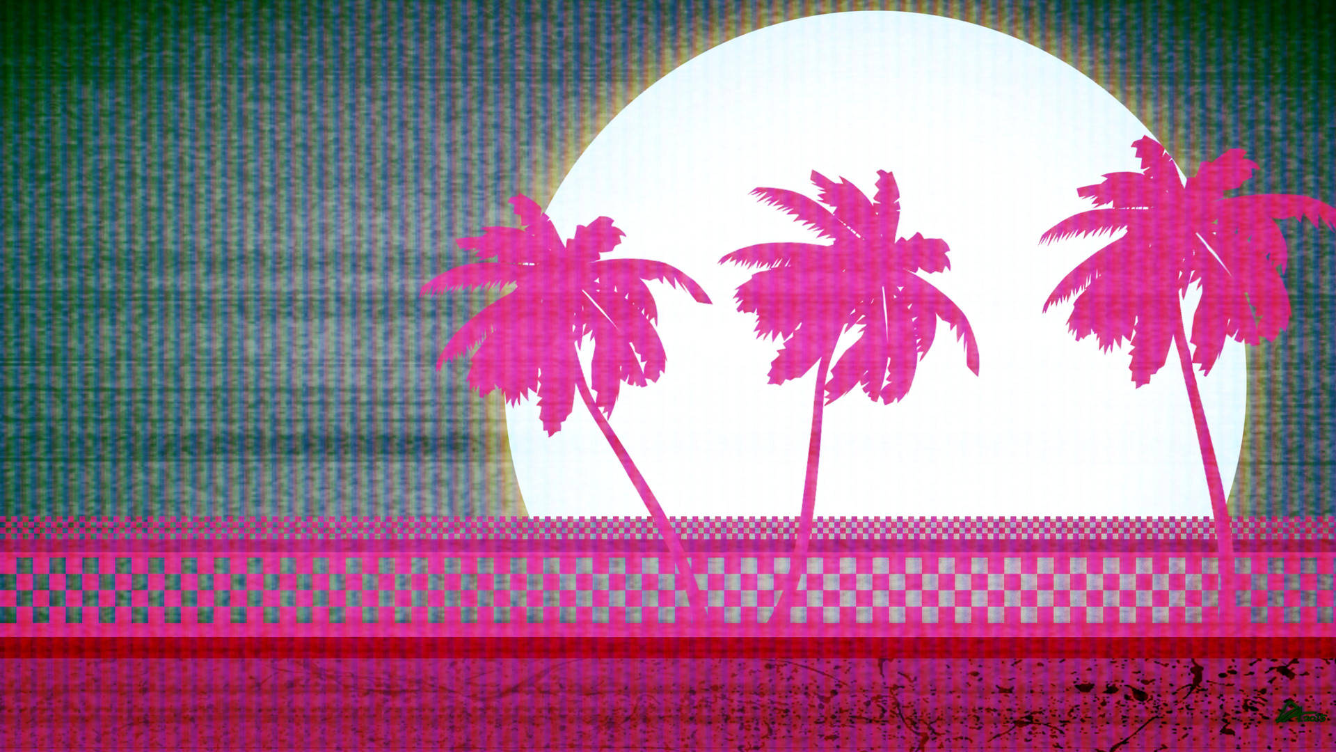 Pink Palm Tree Outrun Background