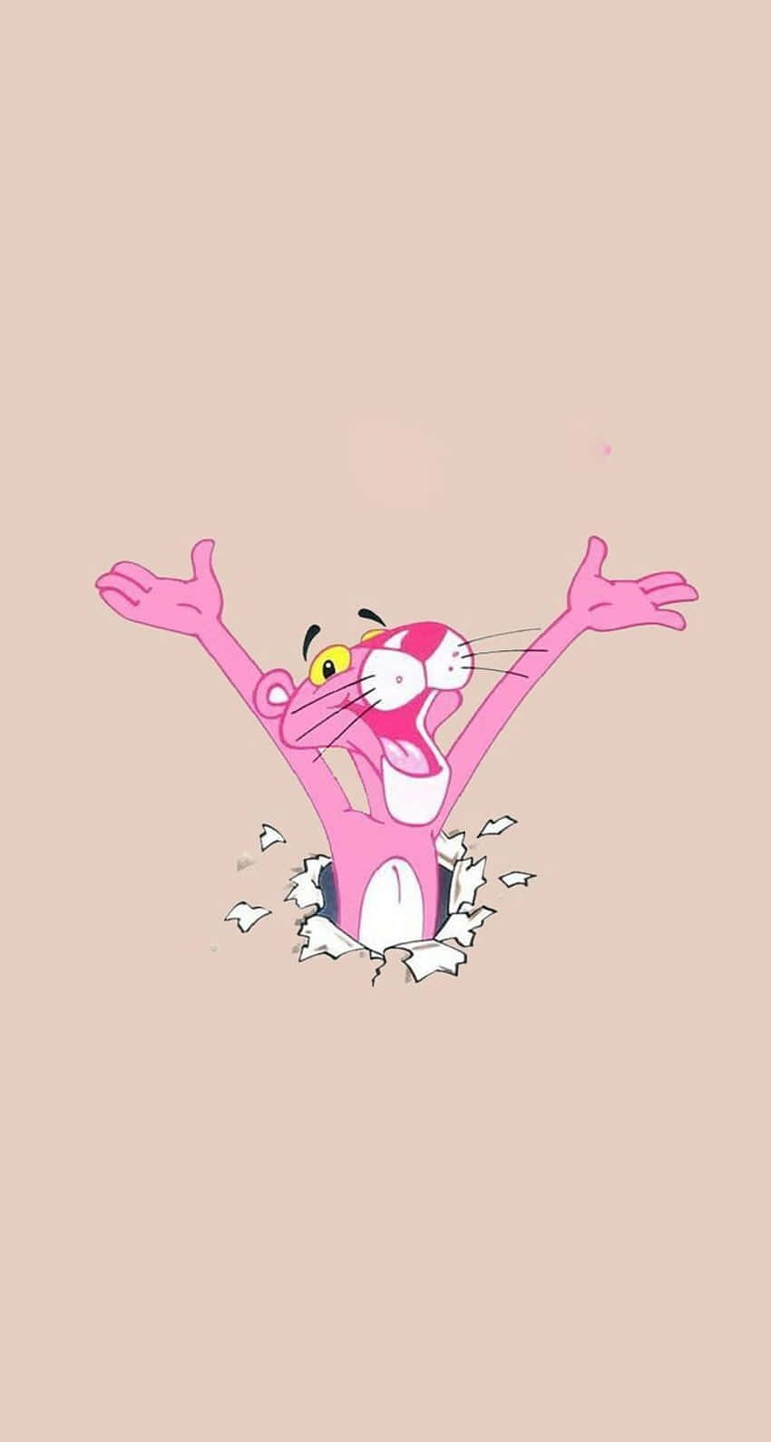 Pink Panther Breaking Through Wall Background