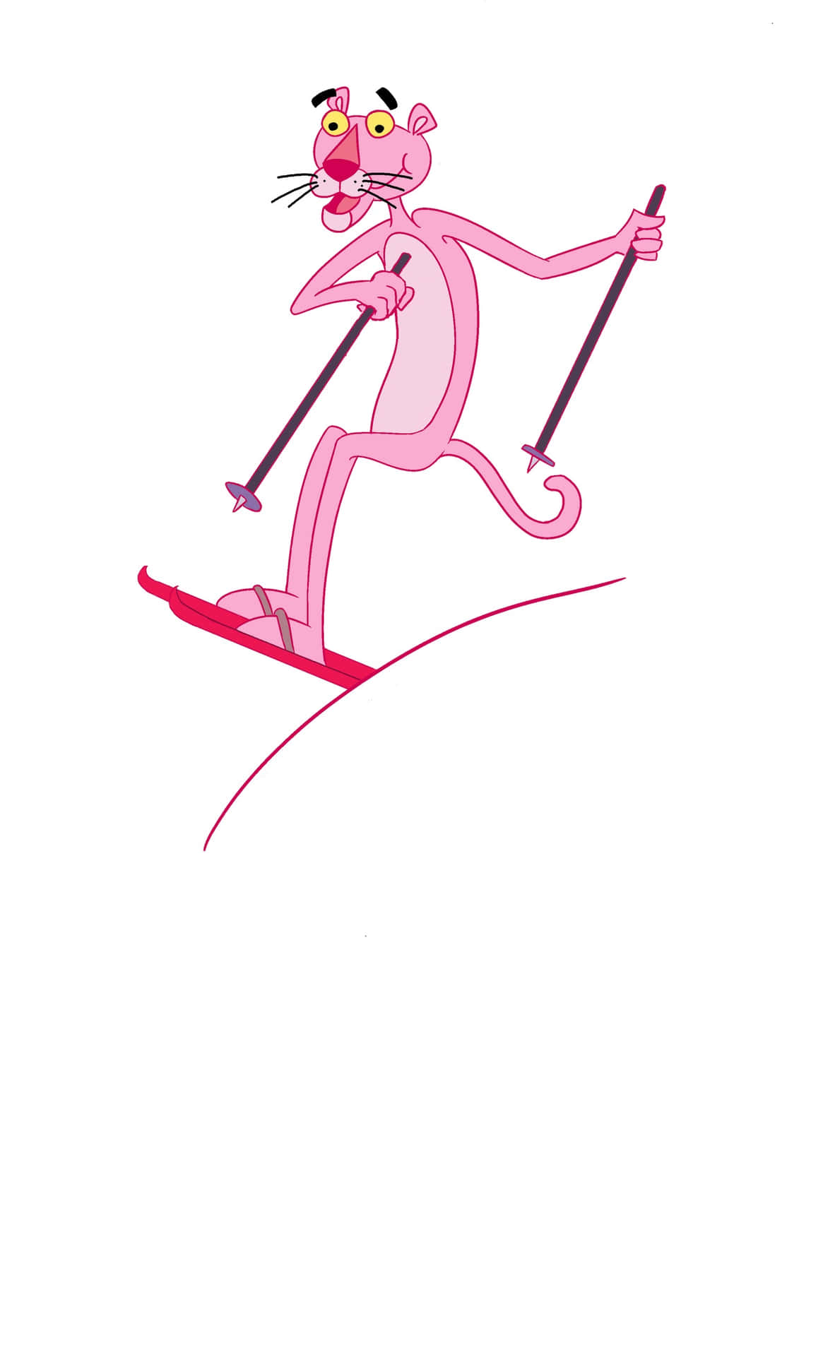 Pink Panther Skiing Illustration