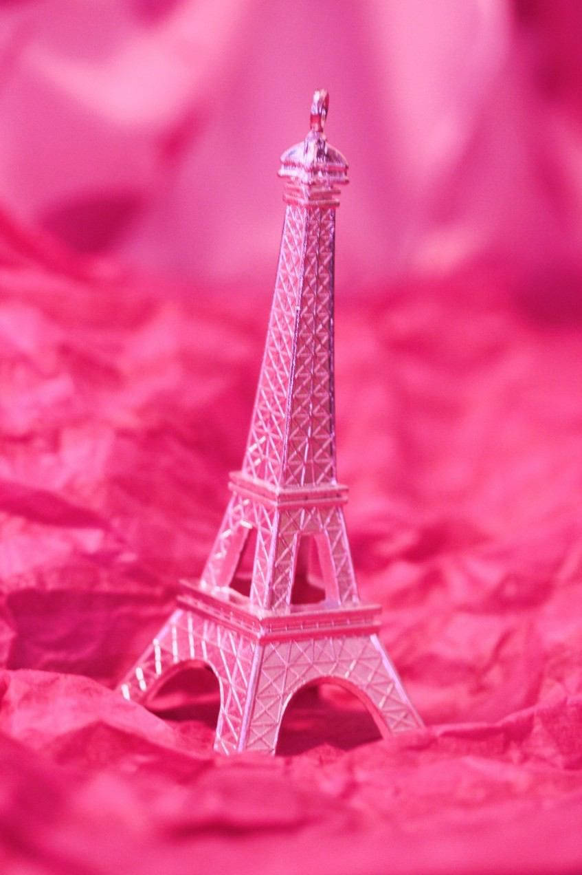 Pink Paris Eiffel Tower Ornament Background