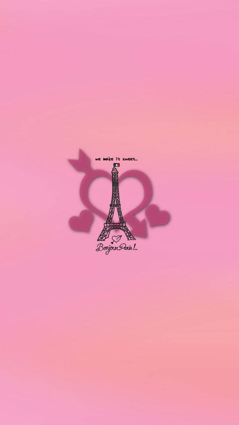 Pink Paris Graphic With Eiffel Tower Background