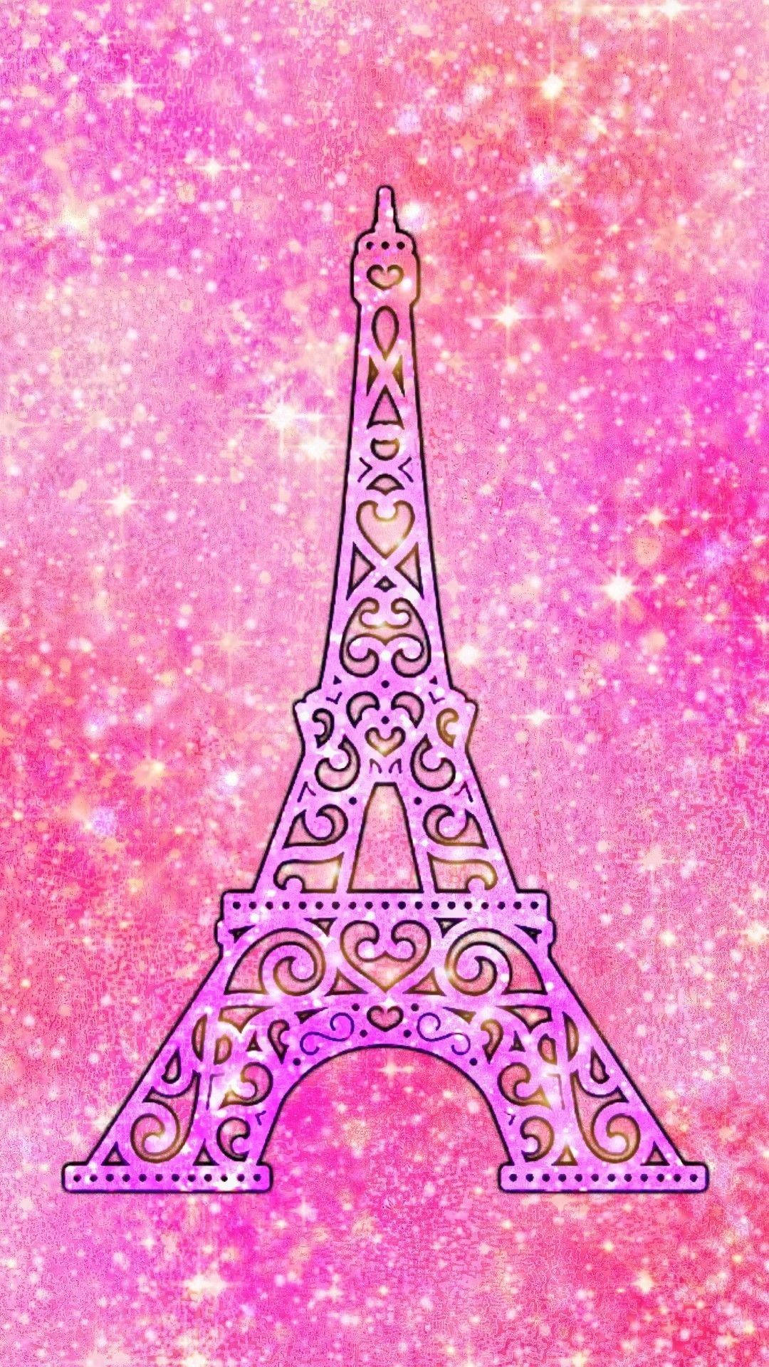 Pink Paris With Glittery Backdrop