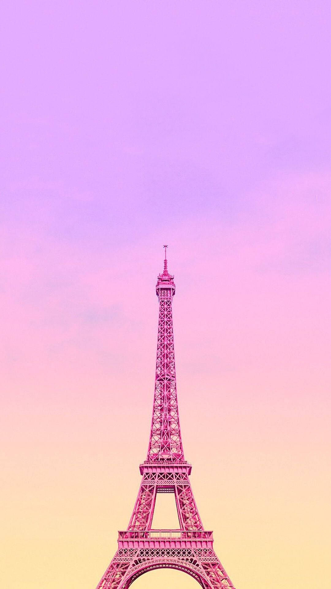 Pink Paris With Gradient Sky Background