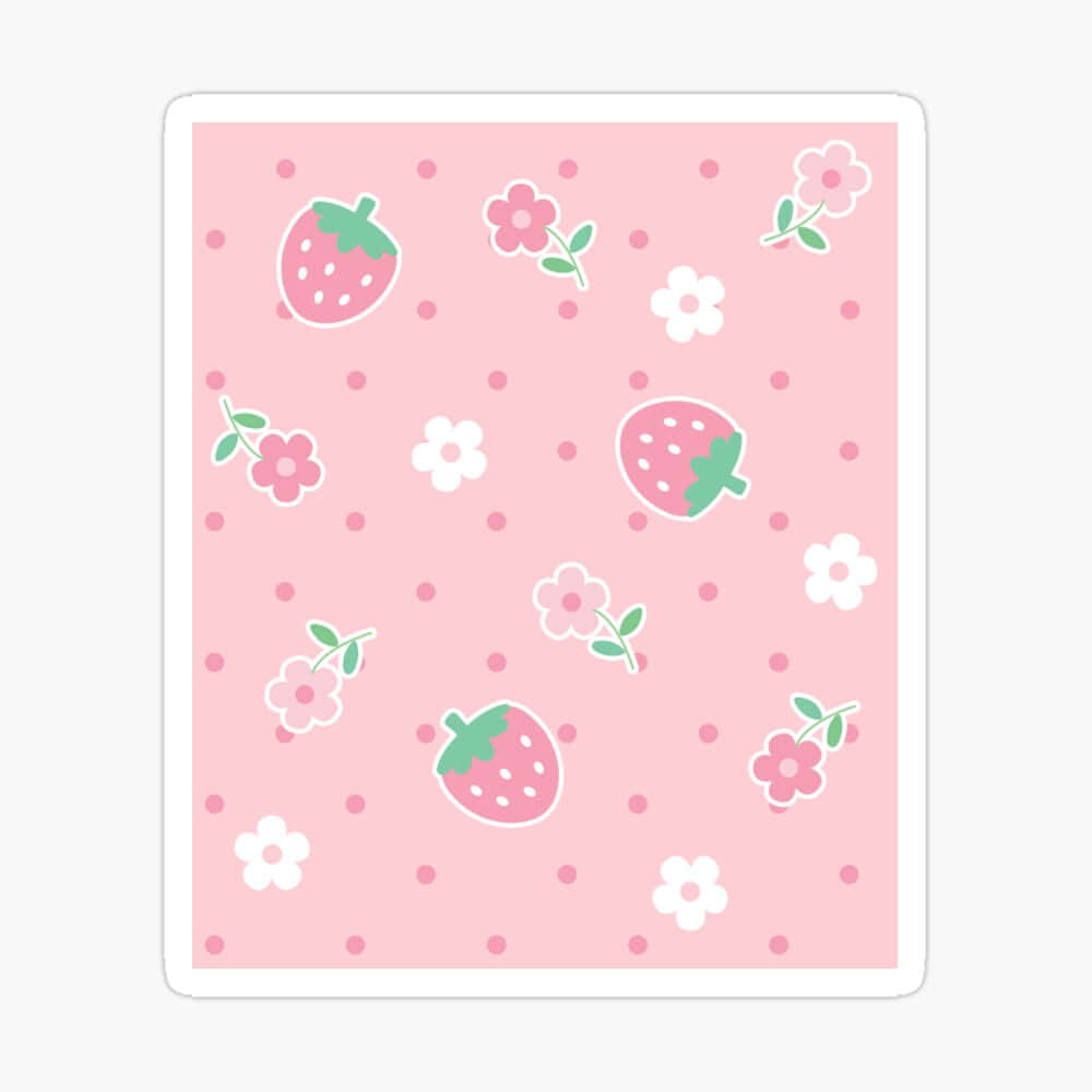 Pink Pastel Cute Strawberry Flowers Background