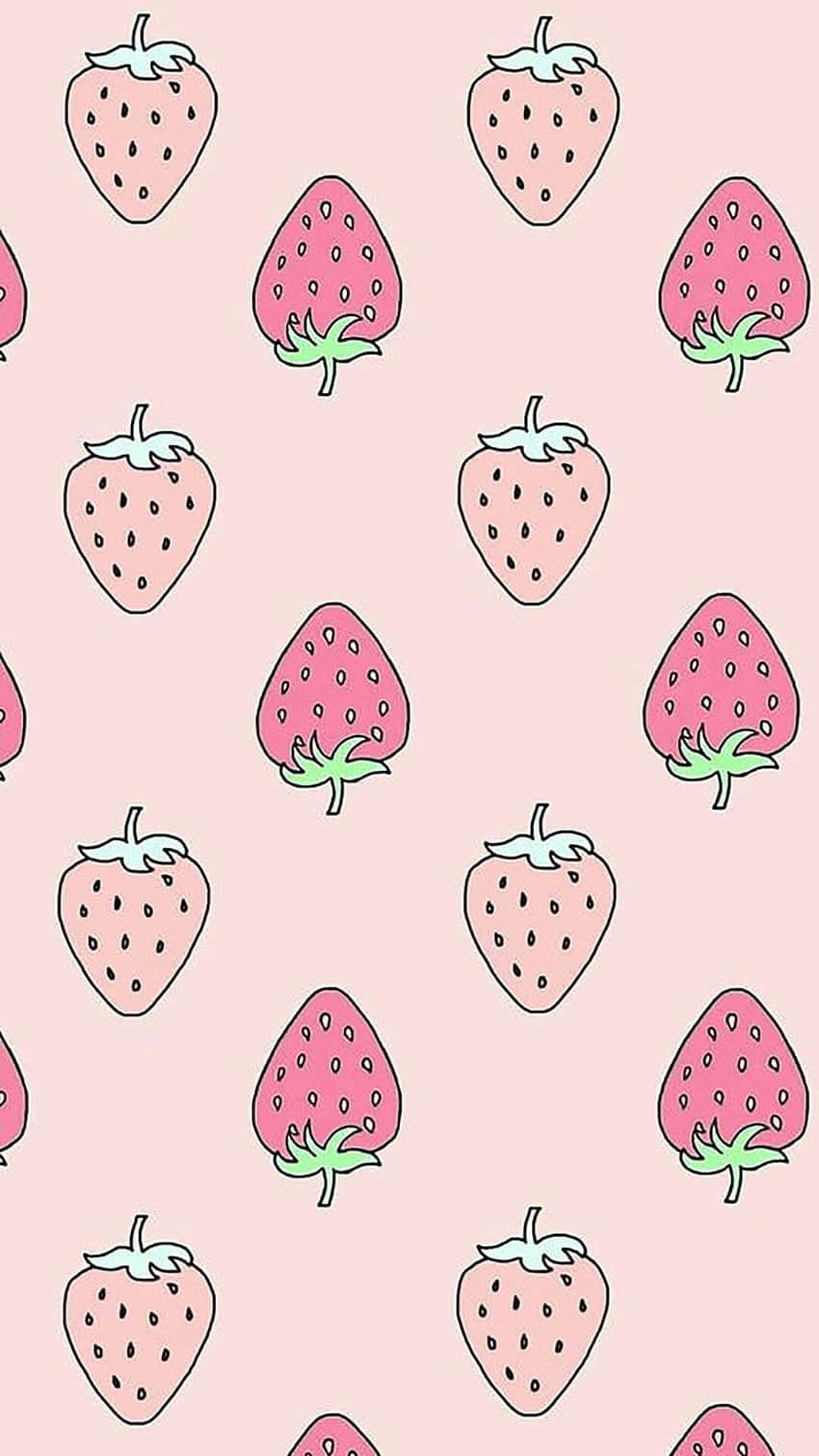 Pink Pastel Cute Strawberry Pattern Background