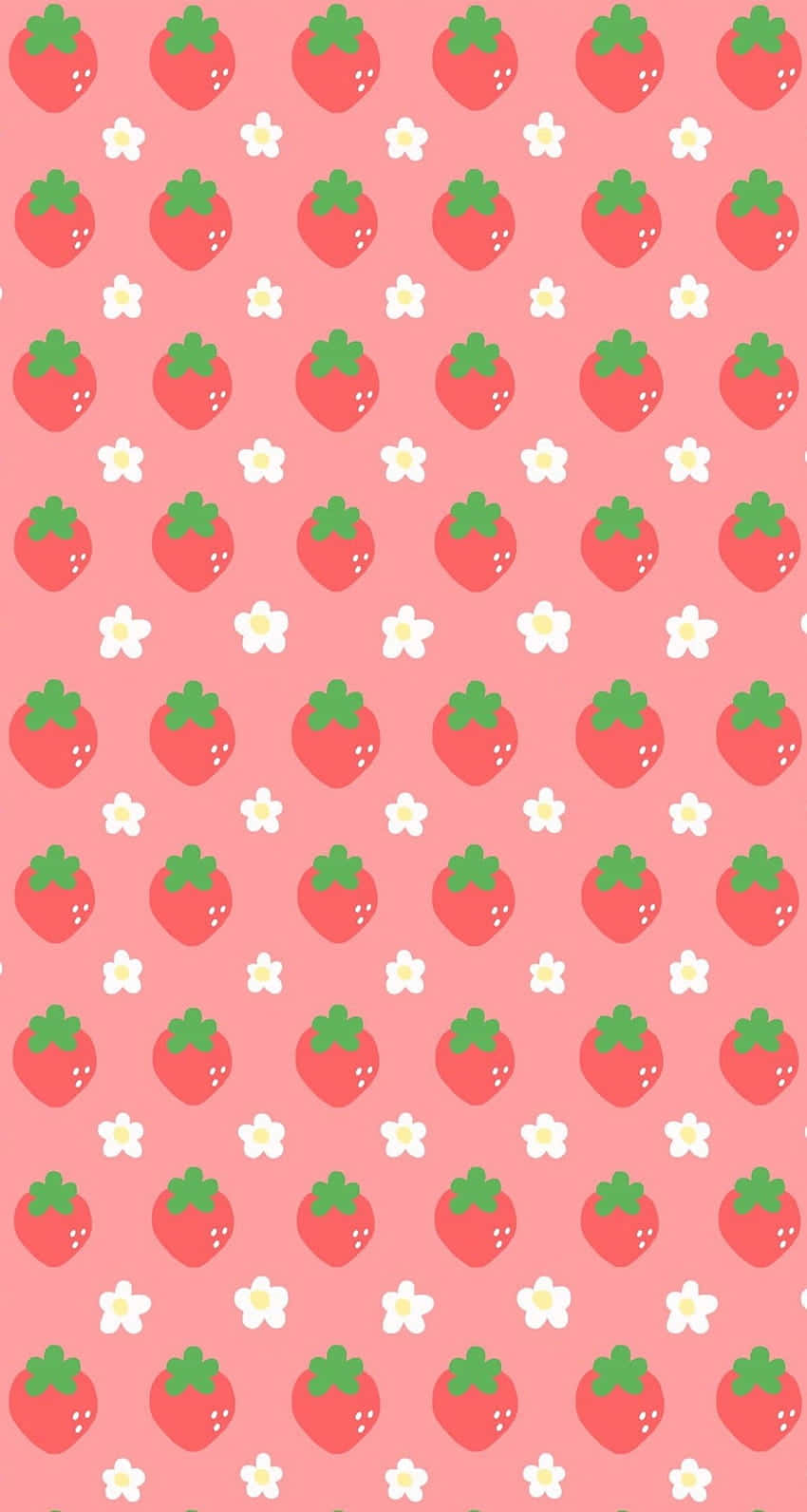 Pink Pastel Cute Strawberry With Flower Background