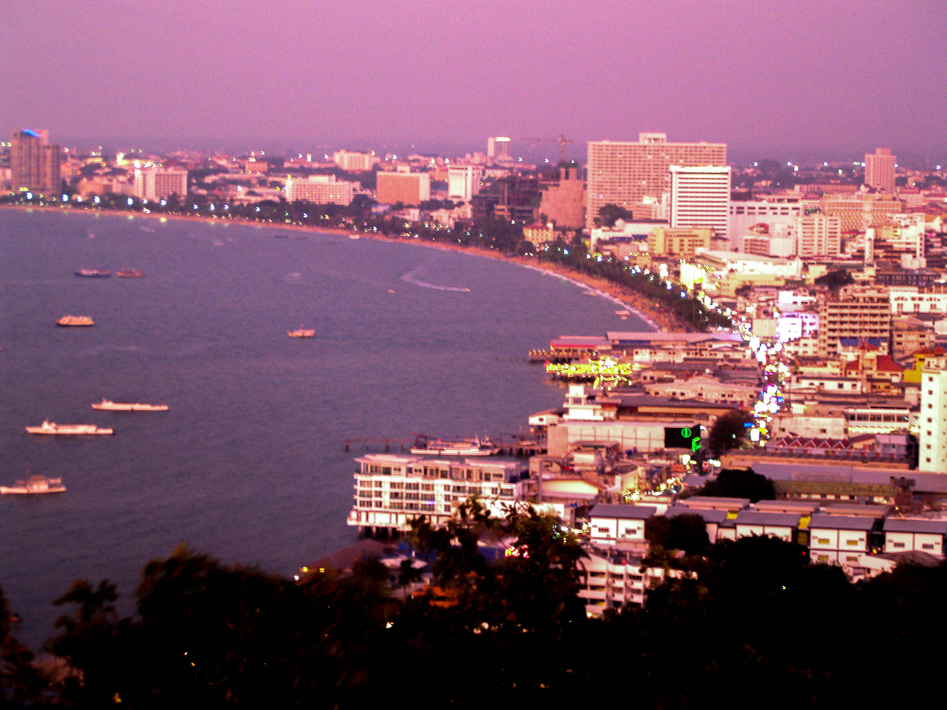 Pink Pattaya City Sky Background