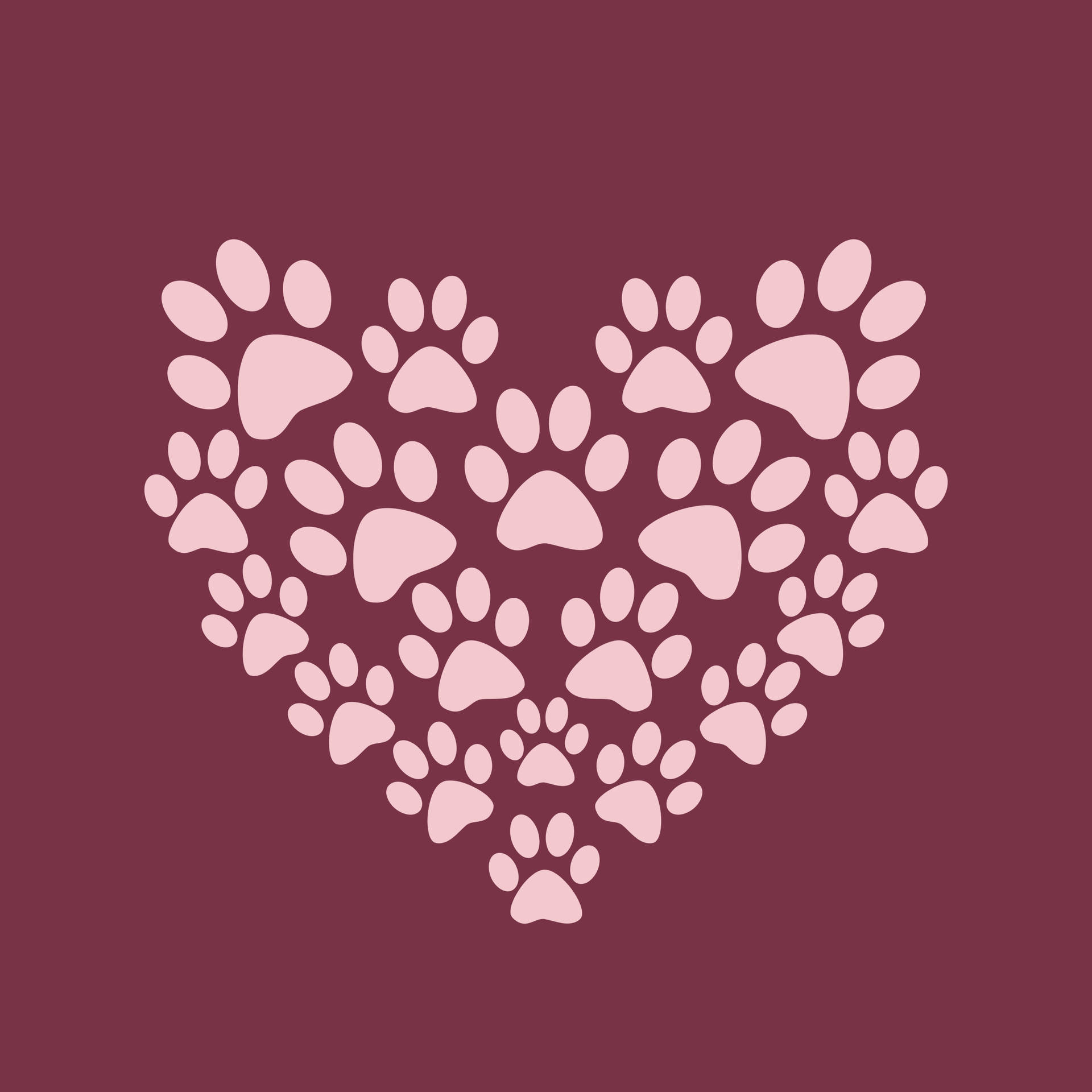 Pink Paw Print Heart Background