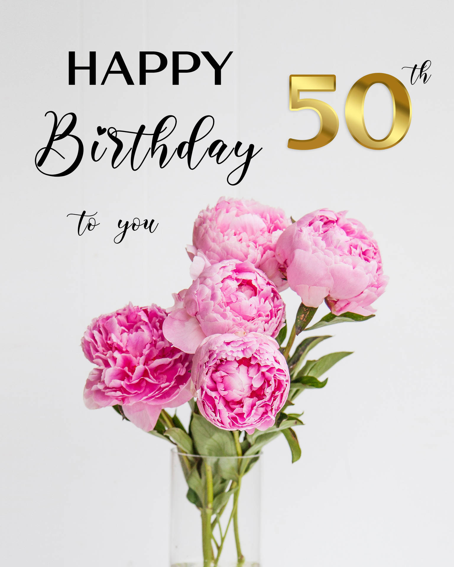 Pink Peonies 50th Happy Birthday Flower