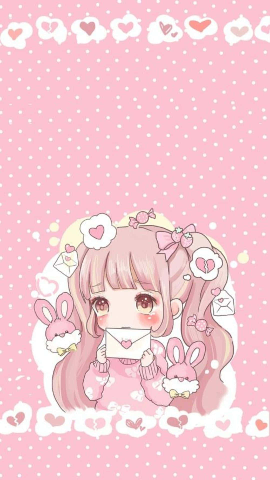 Pink Pfp Cute Girl With Envelope Background