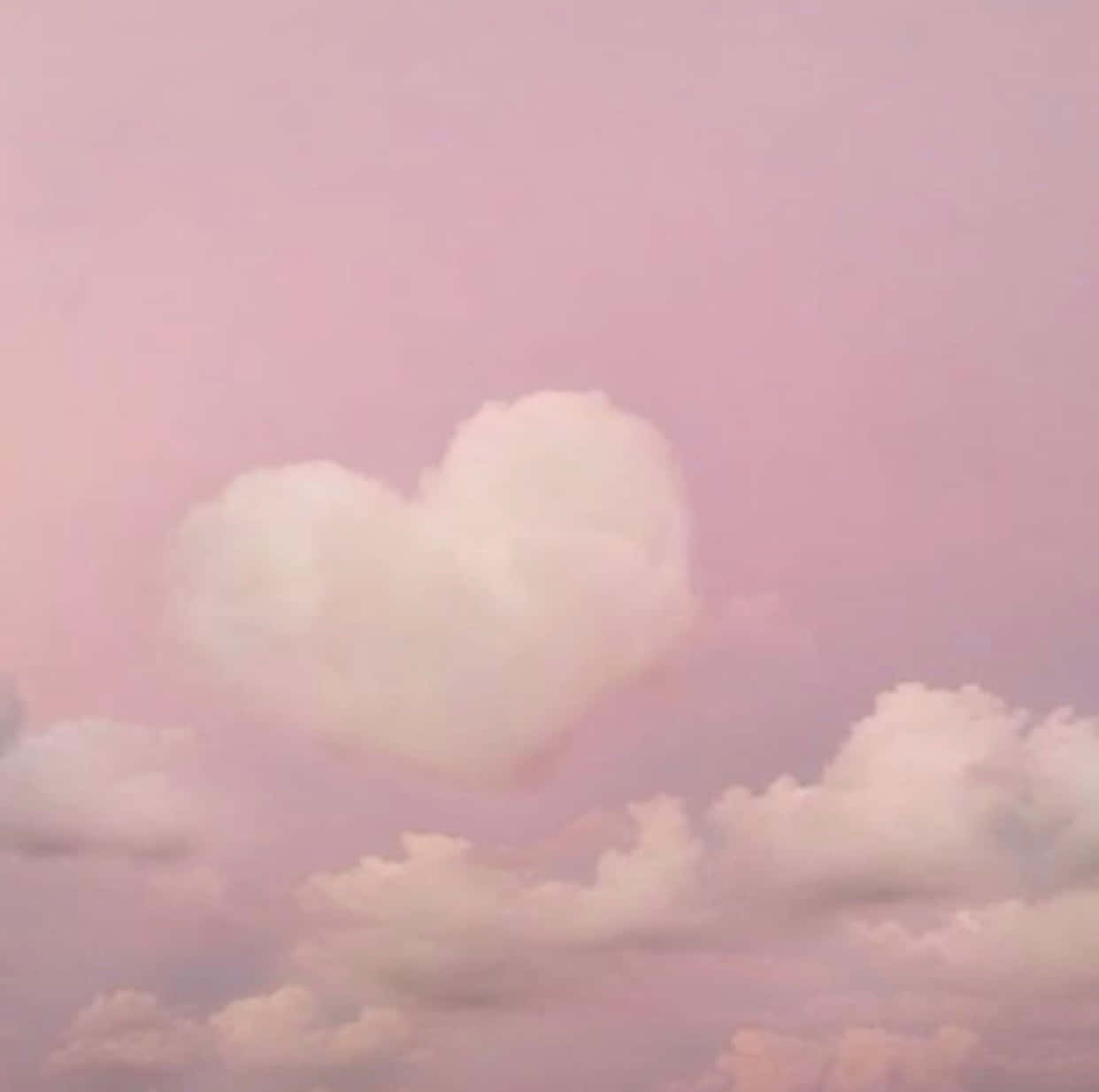 Pink Pfp Heart-shaped Clouds Background
