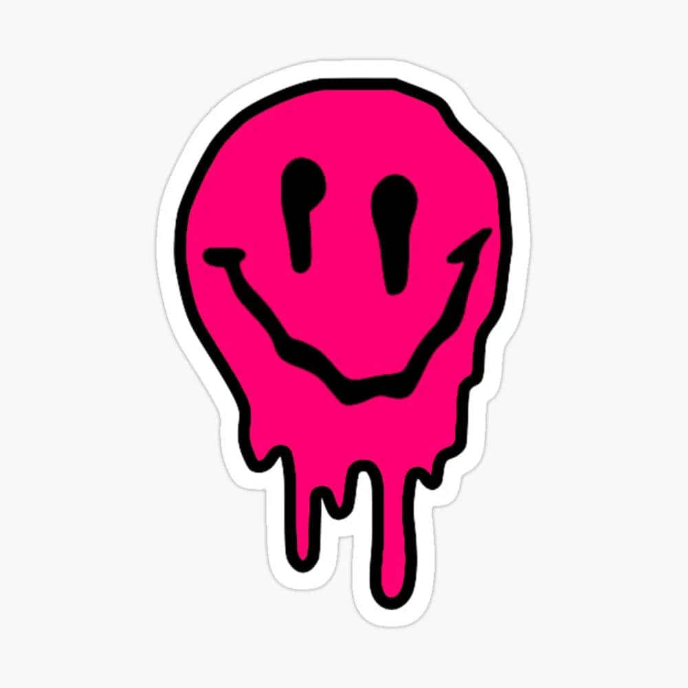 Pink Pfp Melting Smiley Emoji Background