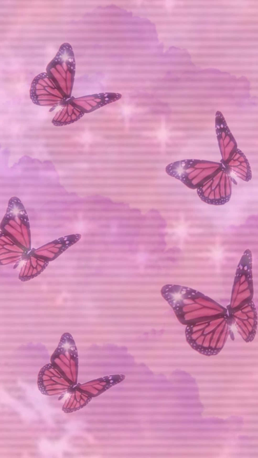Pink Pfp Sparkling Butterflies Background