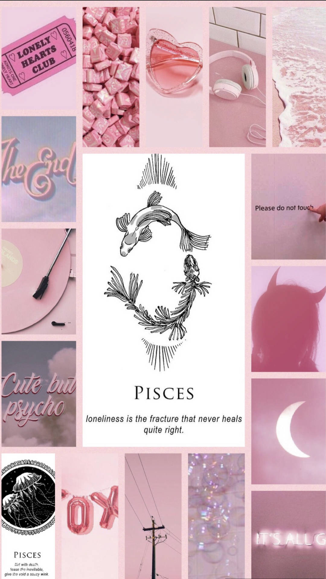 Pink Pisces Aesthetic Collage Background