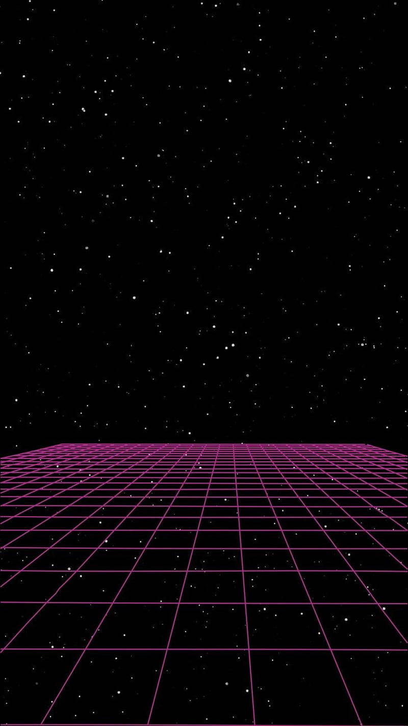 Pink Plane On Space Grid Aesthetic Background