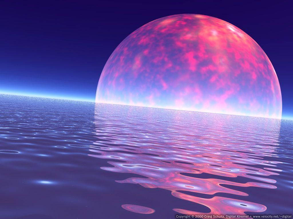 Pink Planet Reflection Background