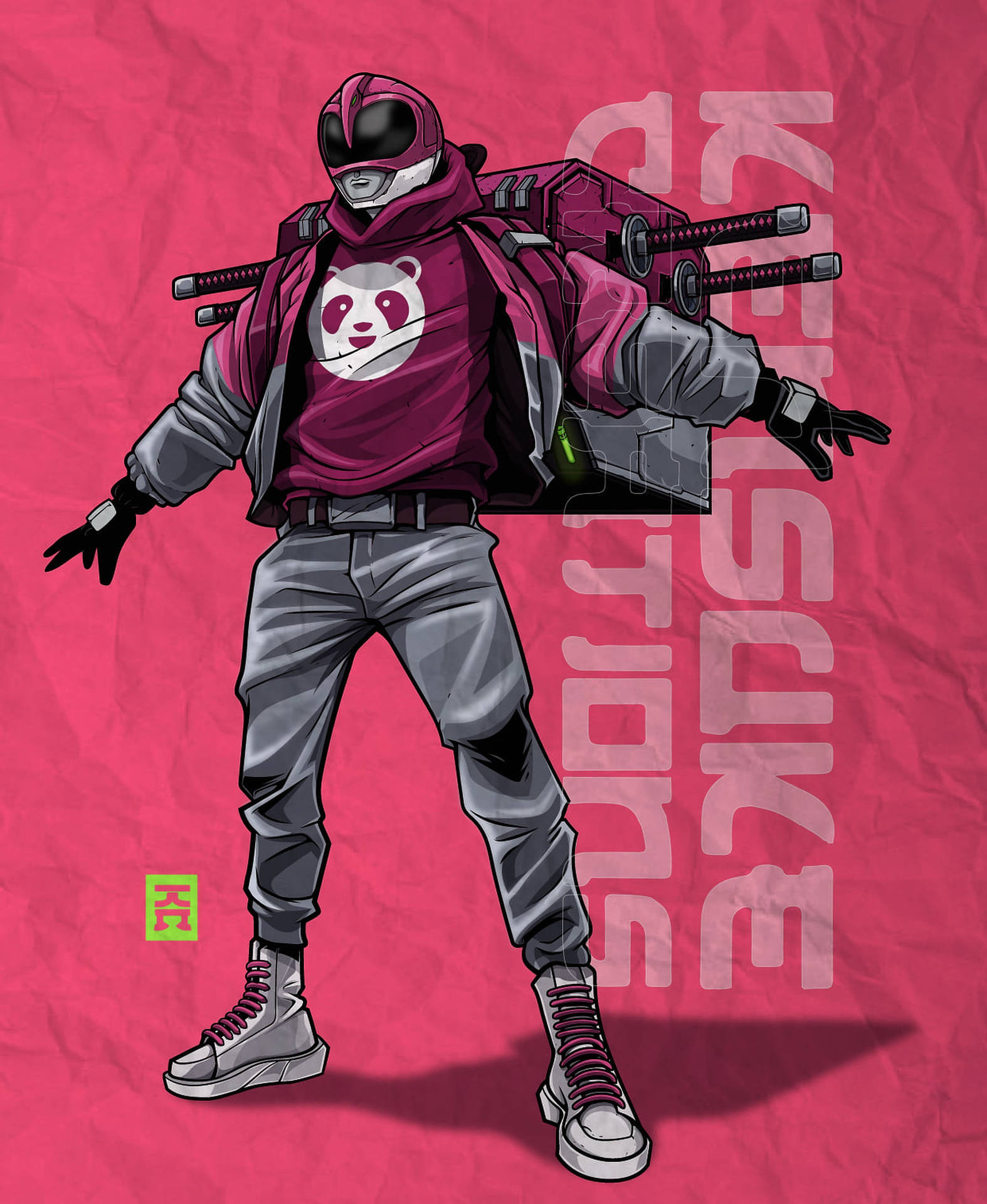 Pink Power Ranger Food Delivery Background