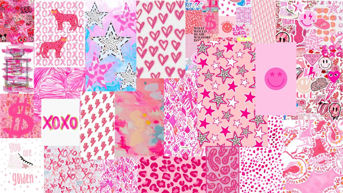 Pink Preppy Icons Desktop Background