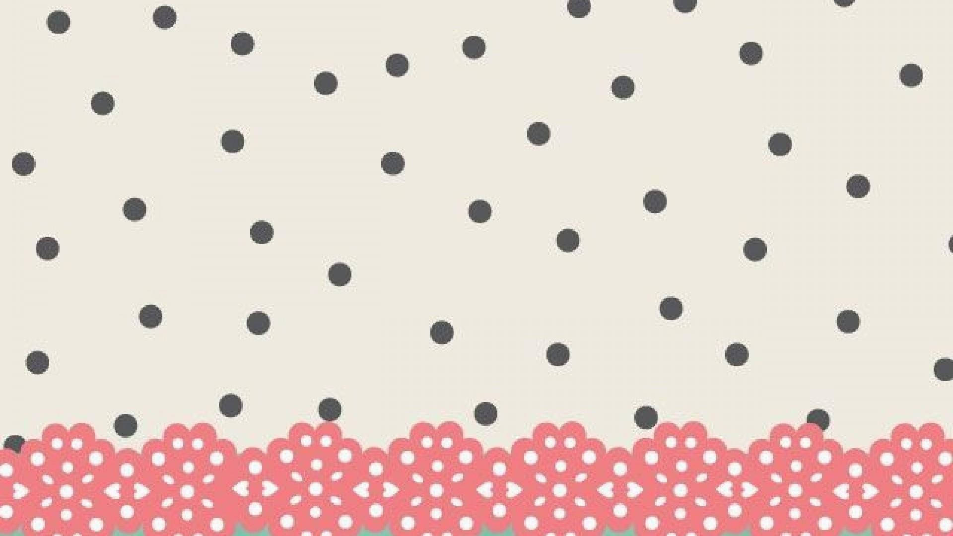 Pink Preppy Lace And Black Dots Background