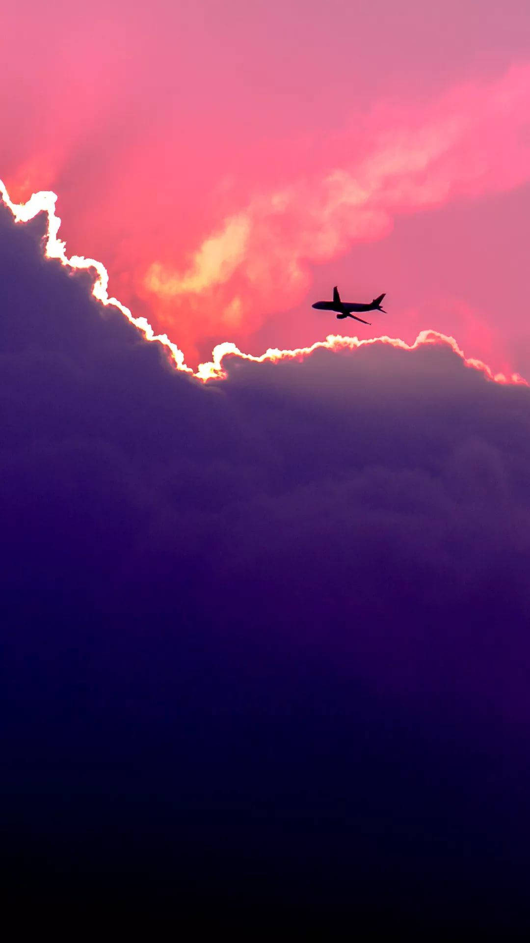 Pink Purple Clouds Airplane Iphone Background