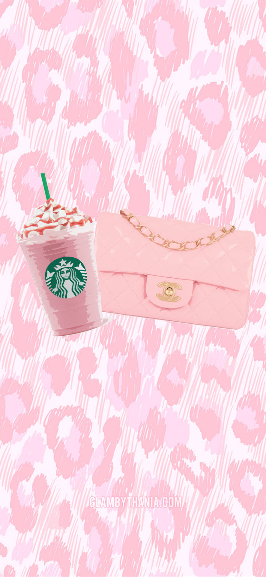 Pink Purse And Starbucks Girly Iphone Background
