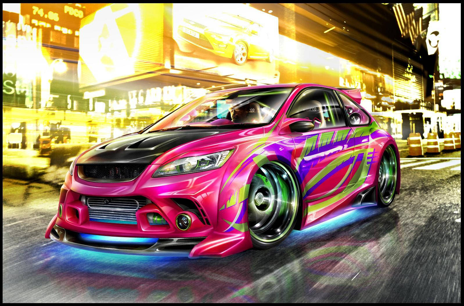 Pink Racing Car Background