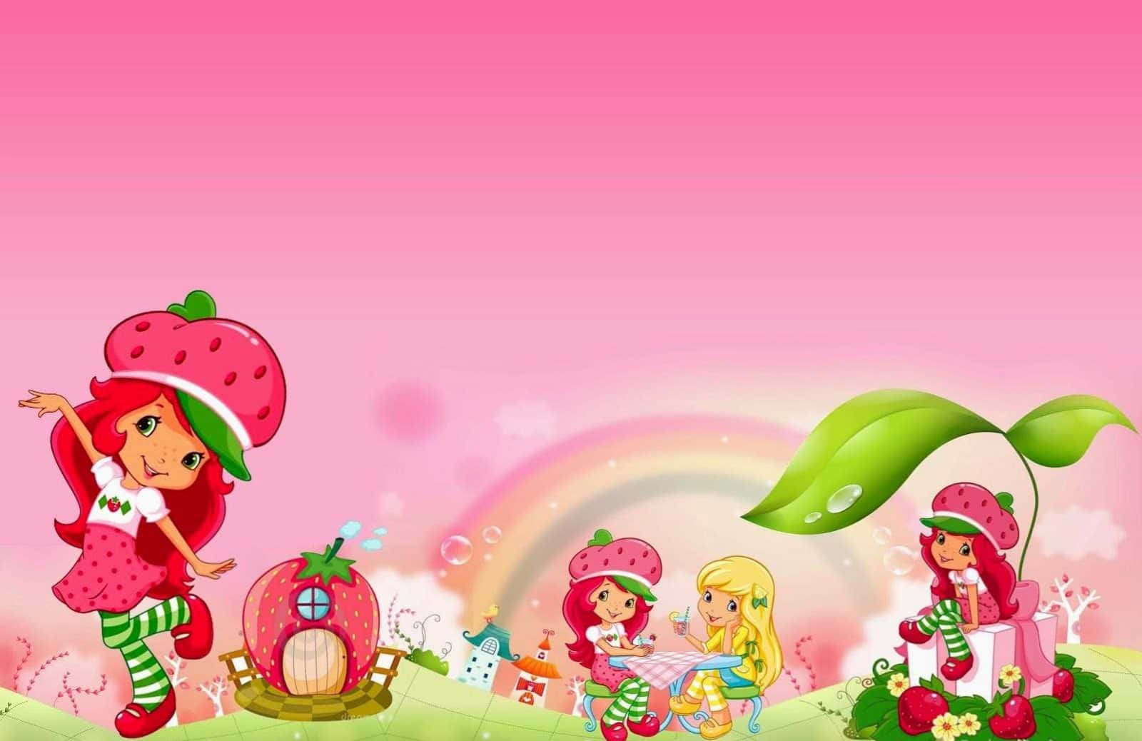 Pink Rainbow Strawberry Shortcake And Lemon Meringue Background