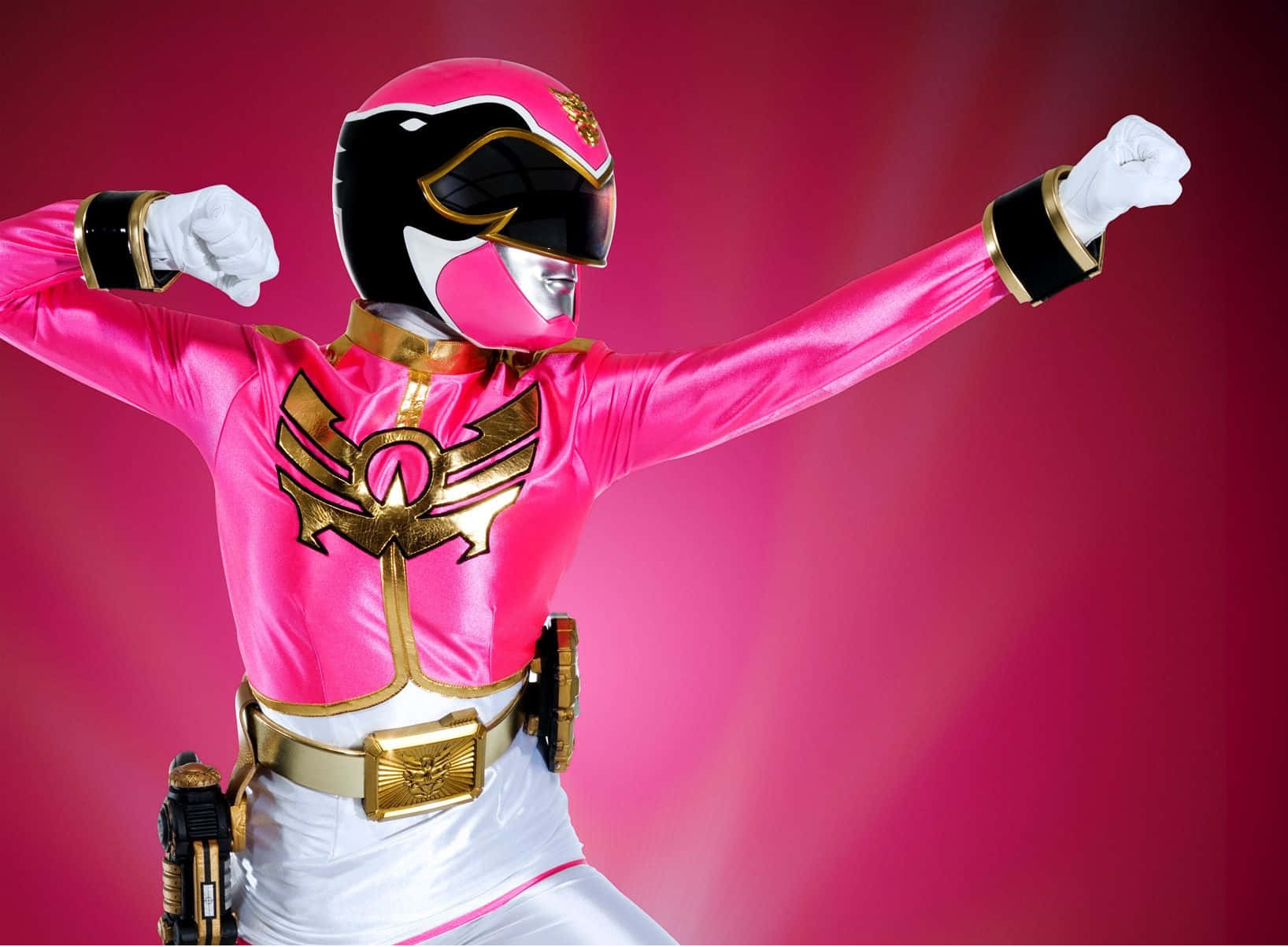 Pink Ranger Pose Powerful Hero Background