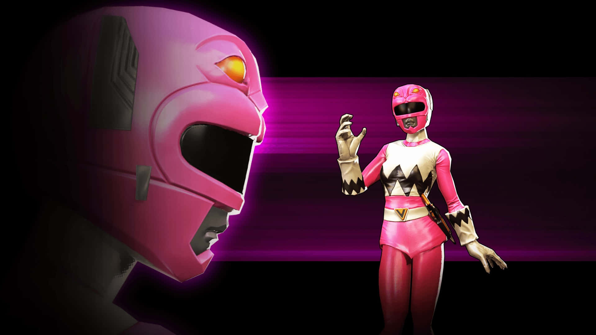 Pink Ranger Posewith Helmet Profile