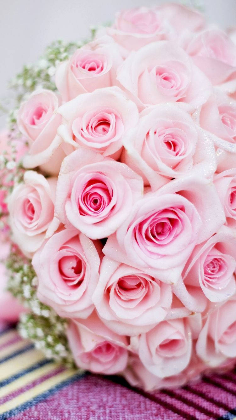 Pink Rose Iphone Bouquet For Wedding Background