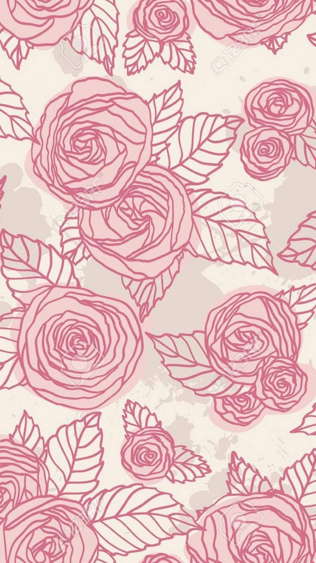 Pink Rose Iphone Pattern Background