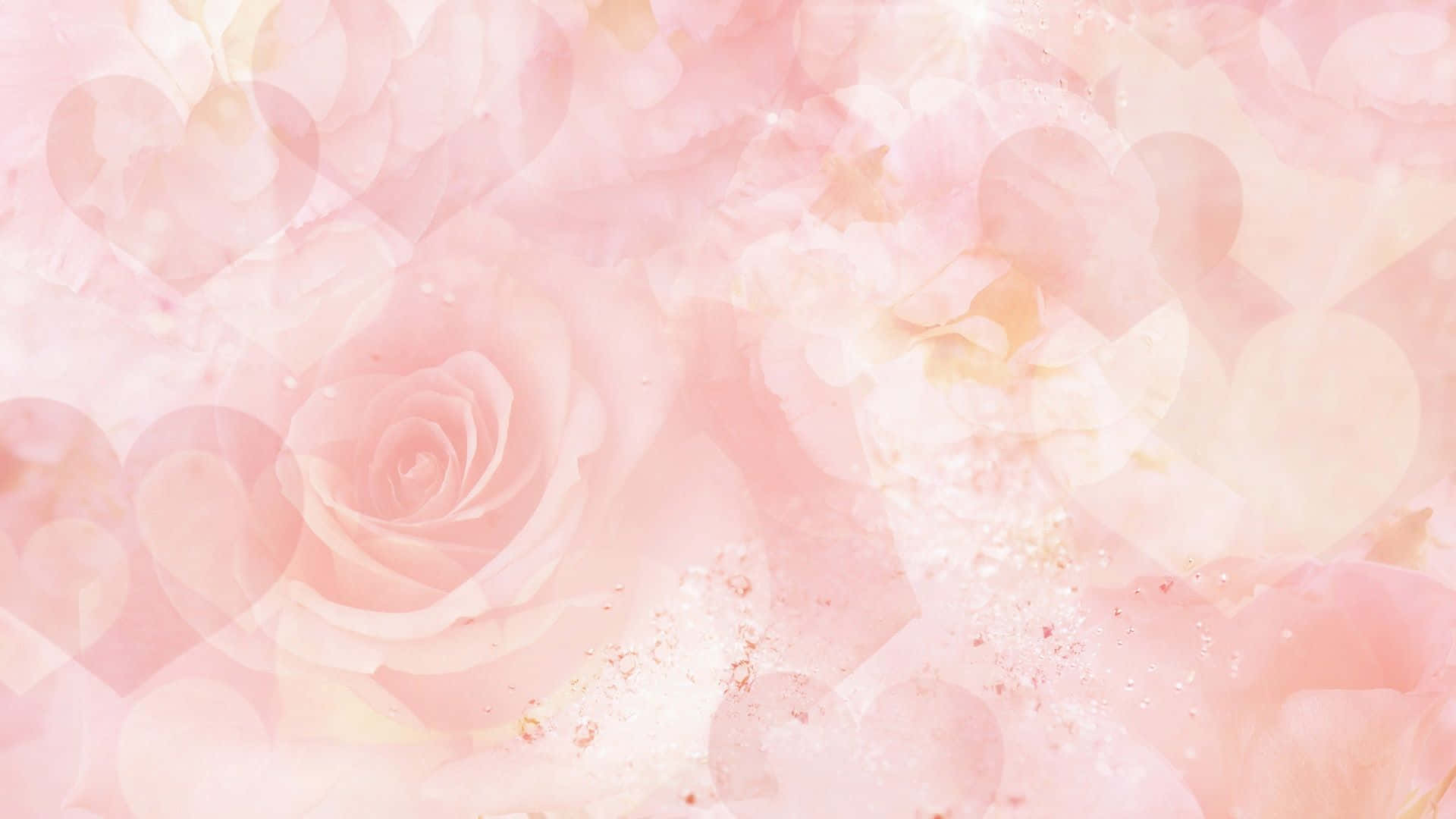 Pink Roses And Hearts On A Pink Background Background