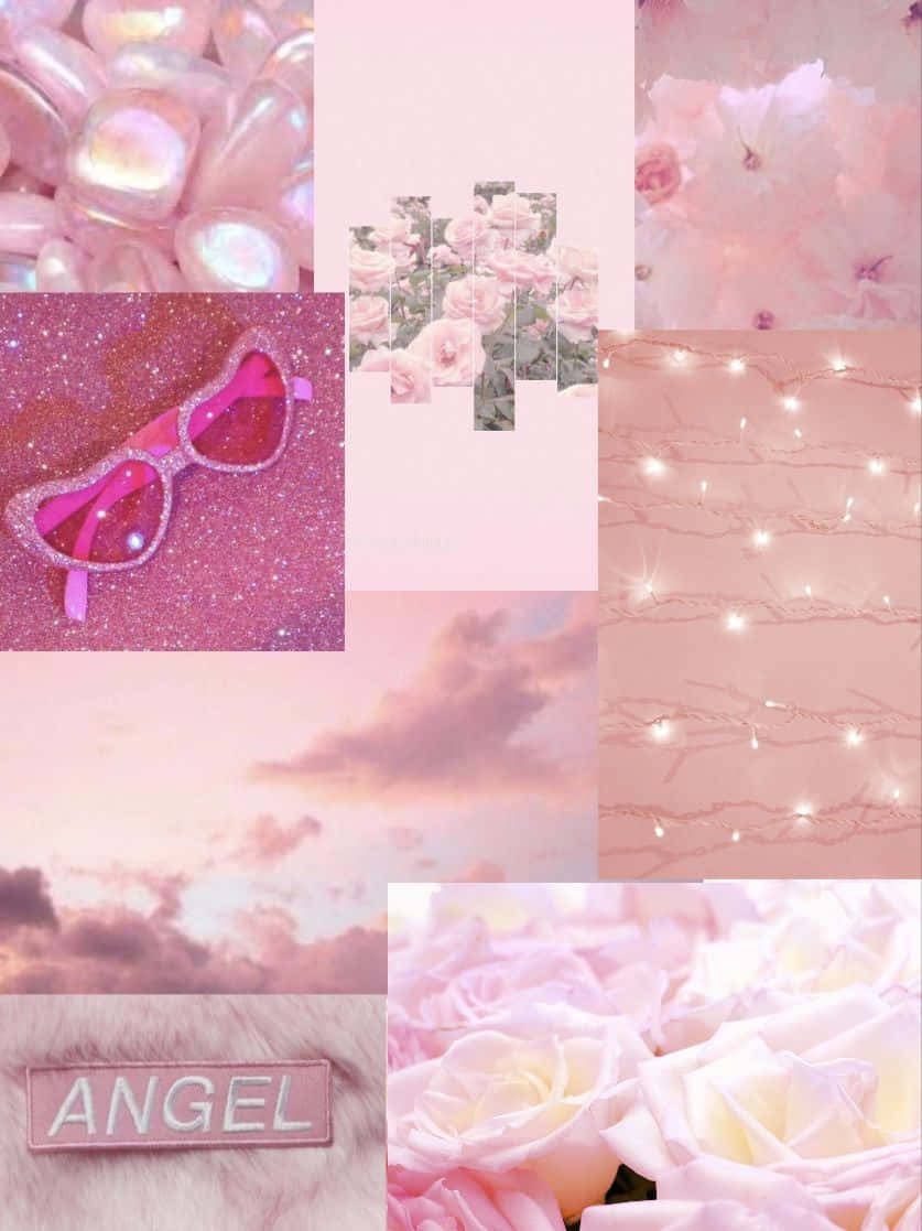 Pink, Roses, And Sunglasses Are Shown In A Collage Background