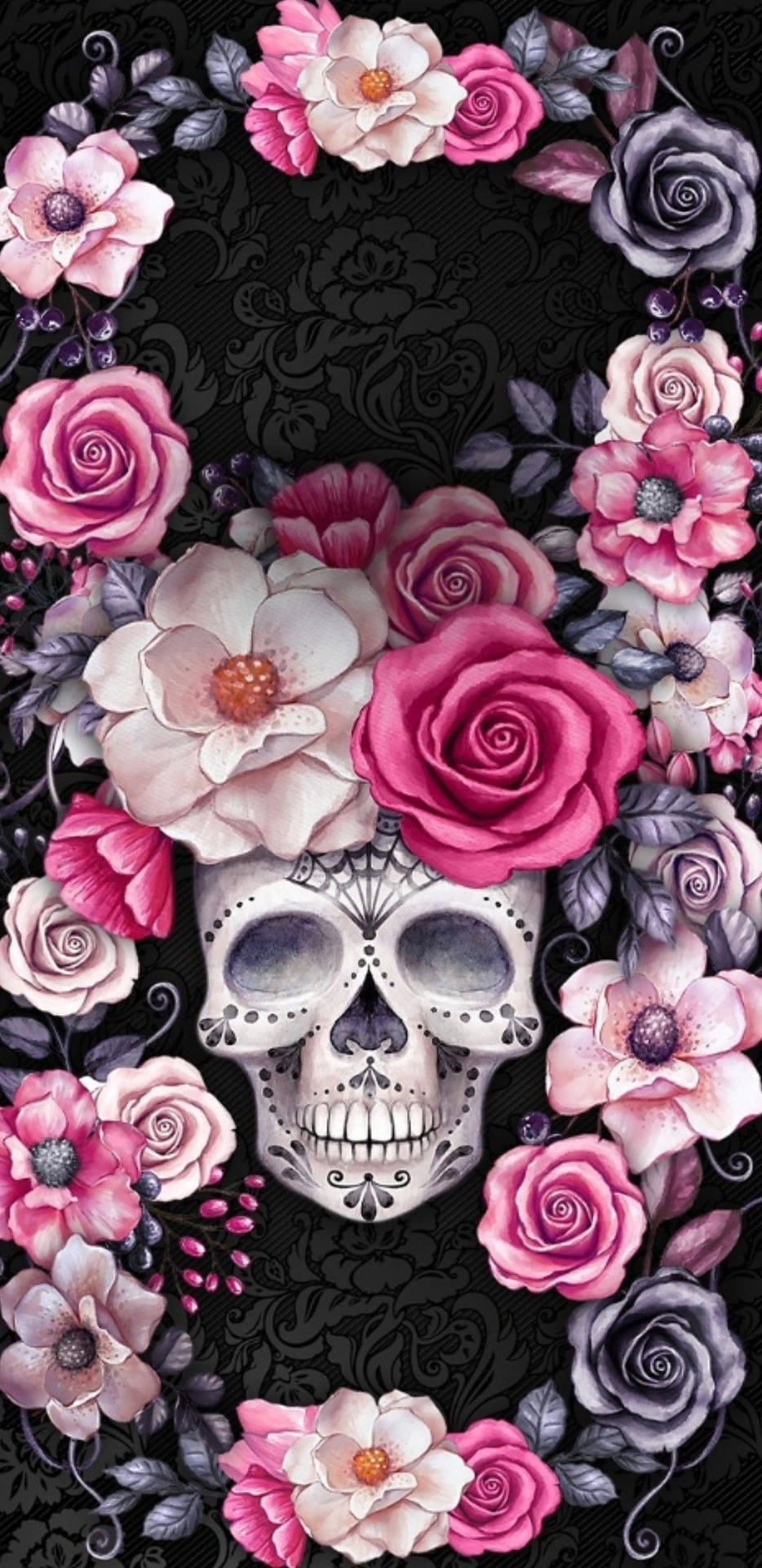 Pink Roses Day Of The Dead Background