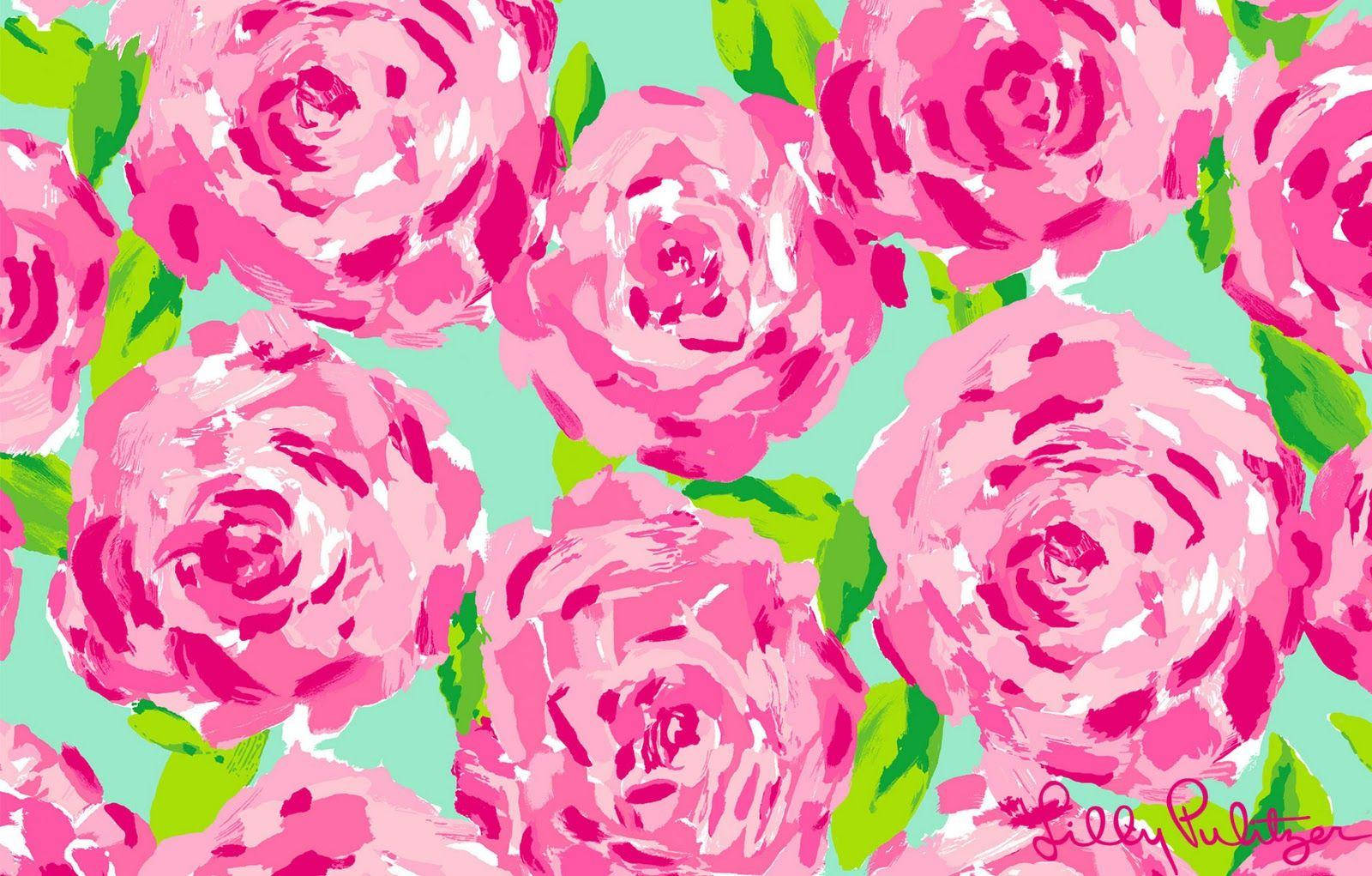 Pink Roses Lilly Pulitzer Desktop Background