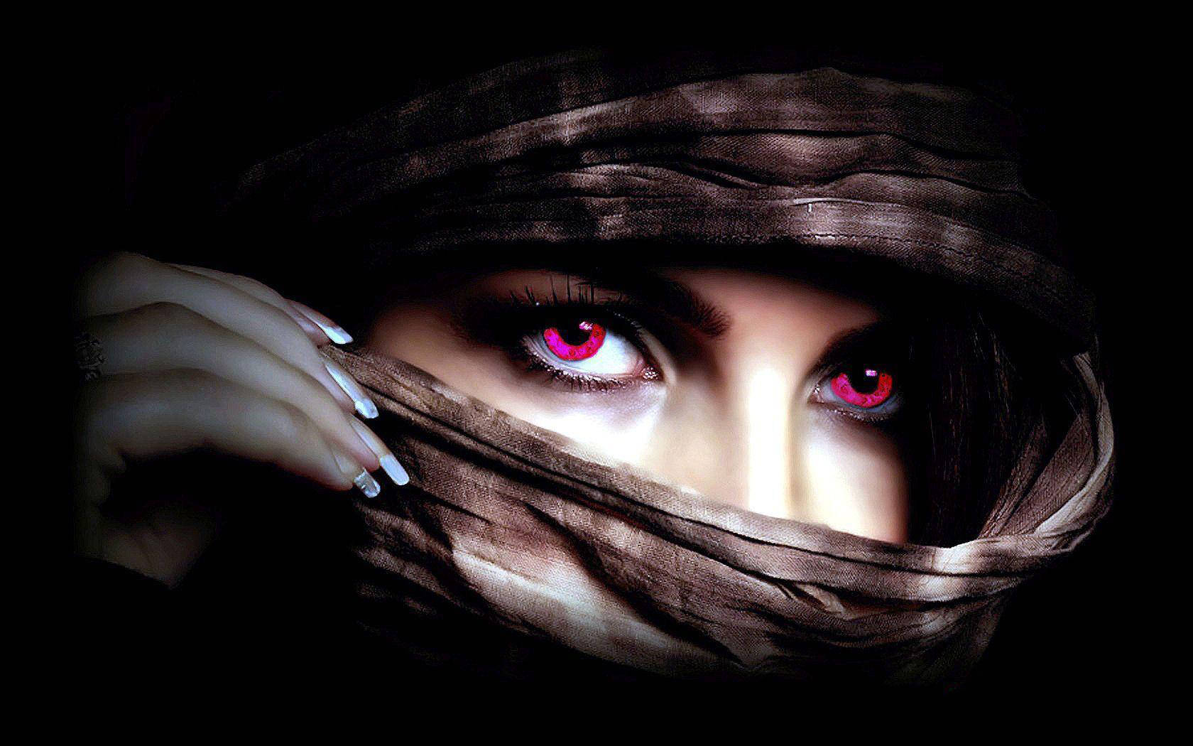 Pink Sad Eyes With Scarf Background