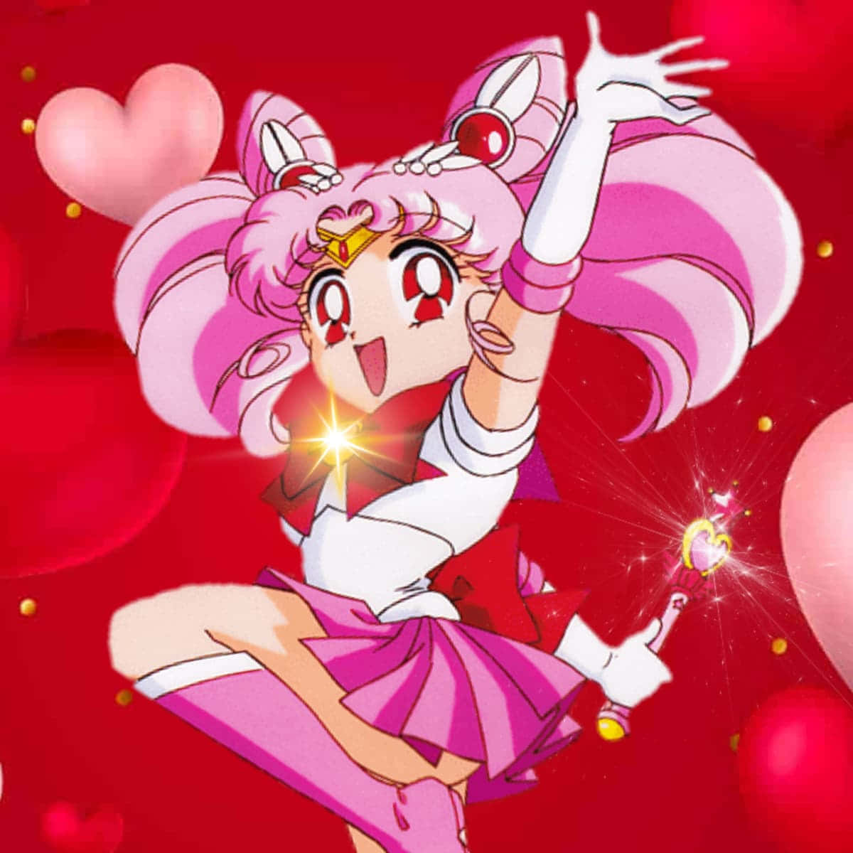 Pink Sailor Moon Character Pose Background