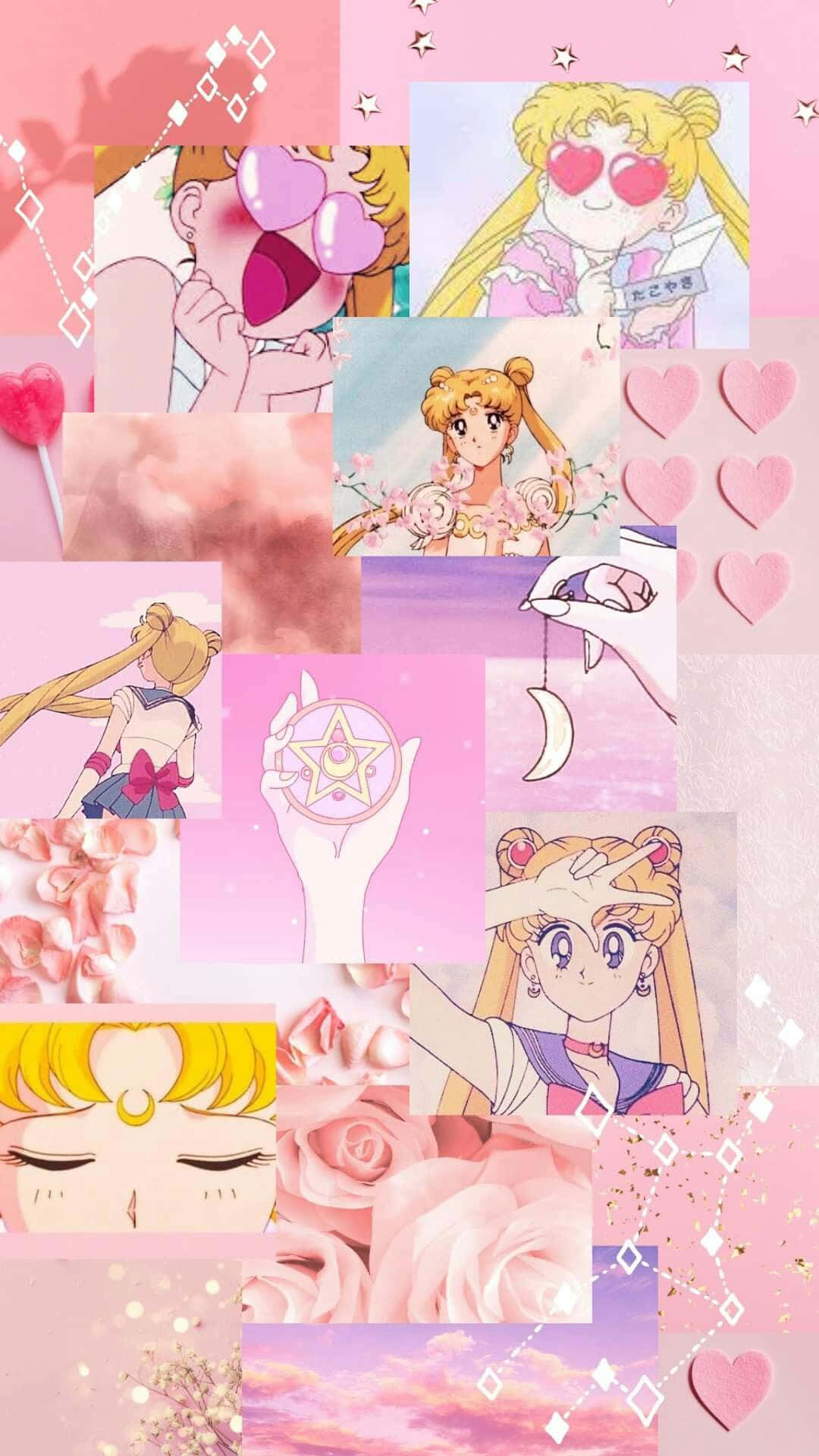 Pink Sailor Moon Collage Background