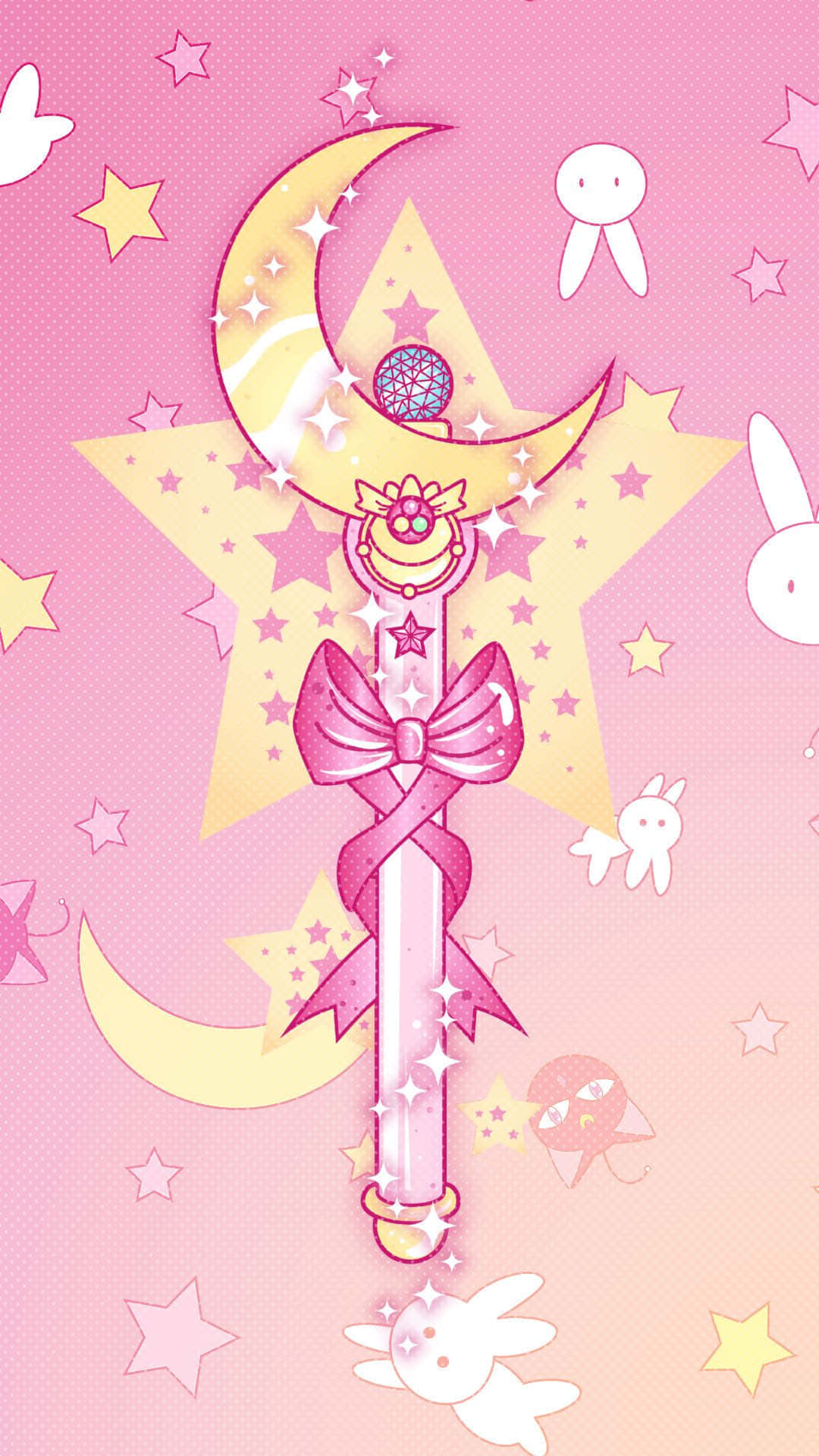 Pink Sailor Moon Magical Staff Illustration Background