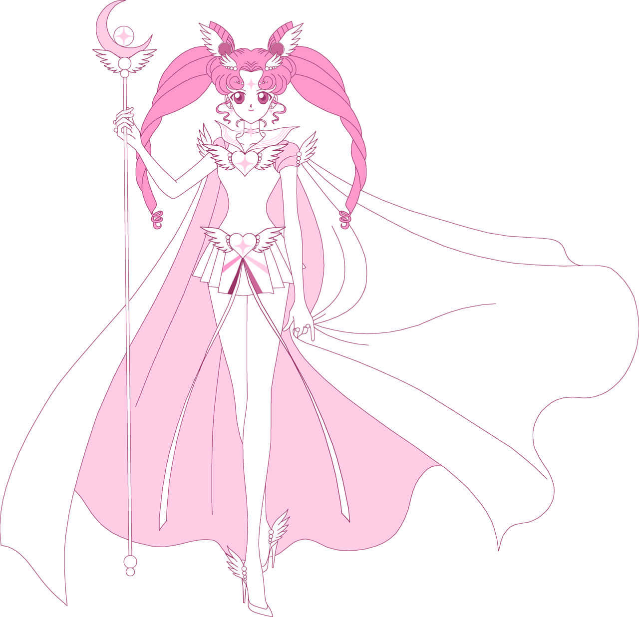 Pink Sailor Moon Outline Art Background