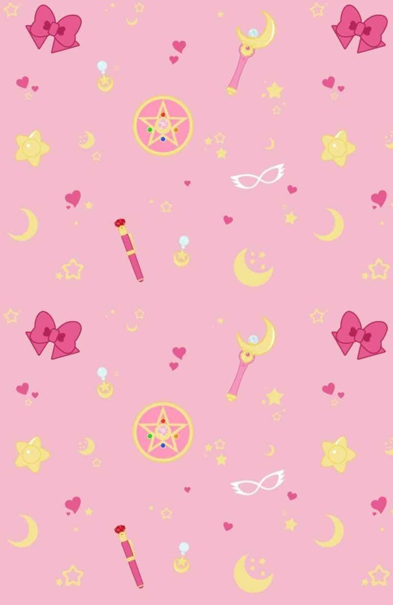 Pink Sailor Moon Pattern Wallpaper Background