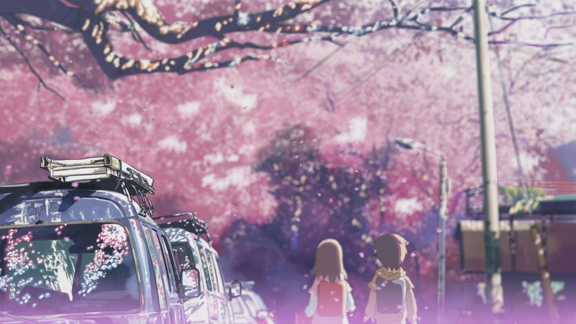 Pink Sakura Aesthetic Anime Laptop Background