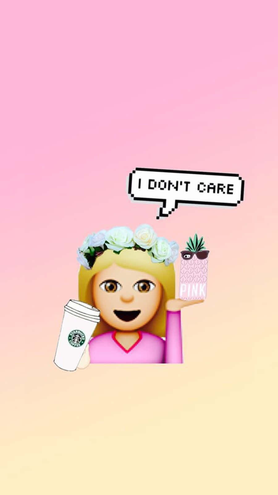 Pink Savage Emoji Girl I Don't Care Background