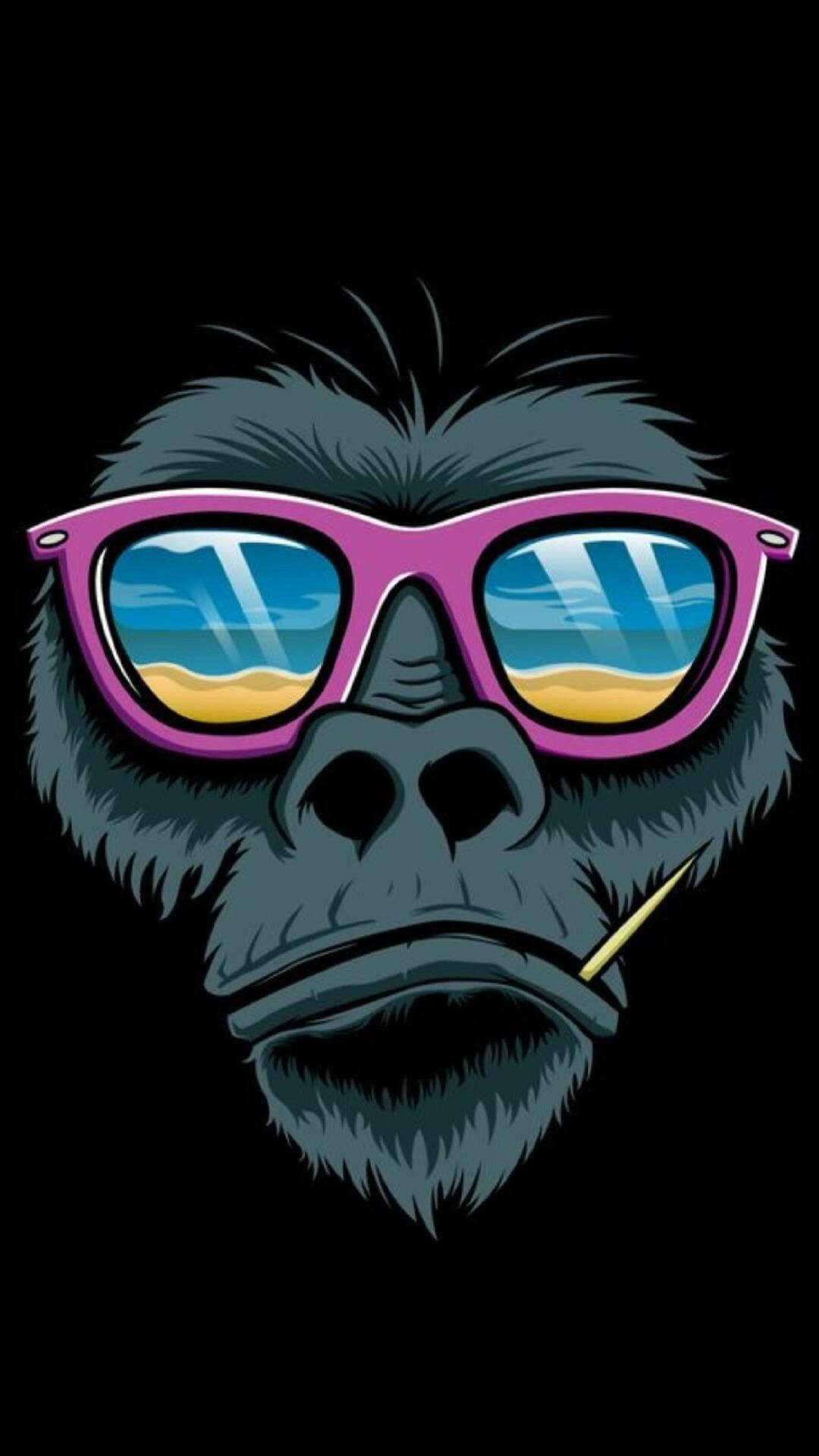 Pink Shades Gorilla Gangster Cartoon Background