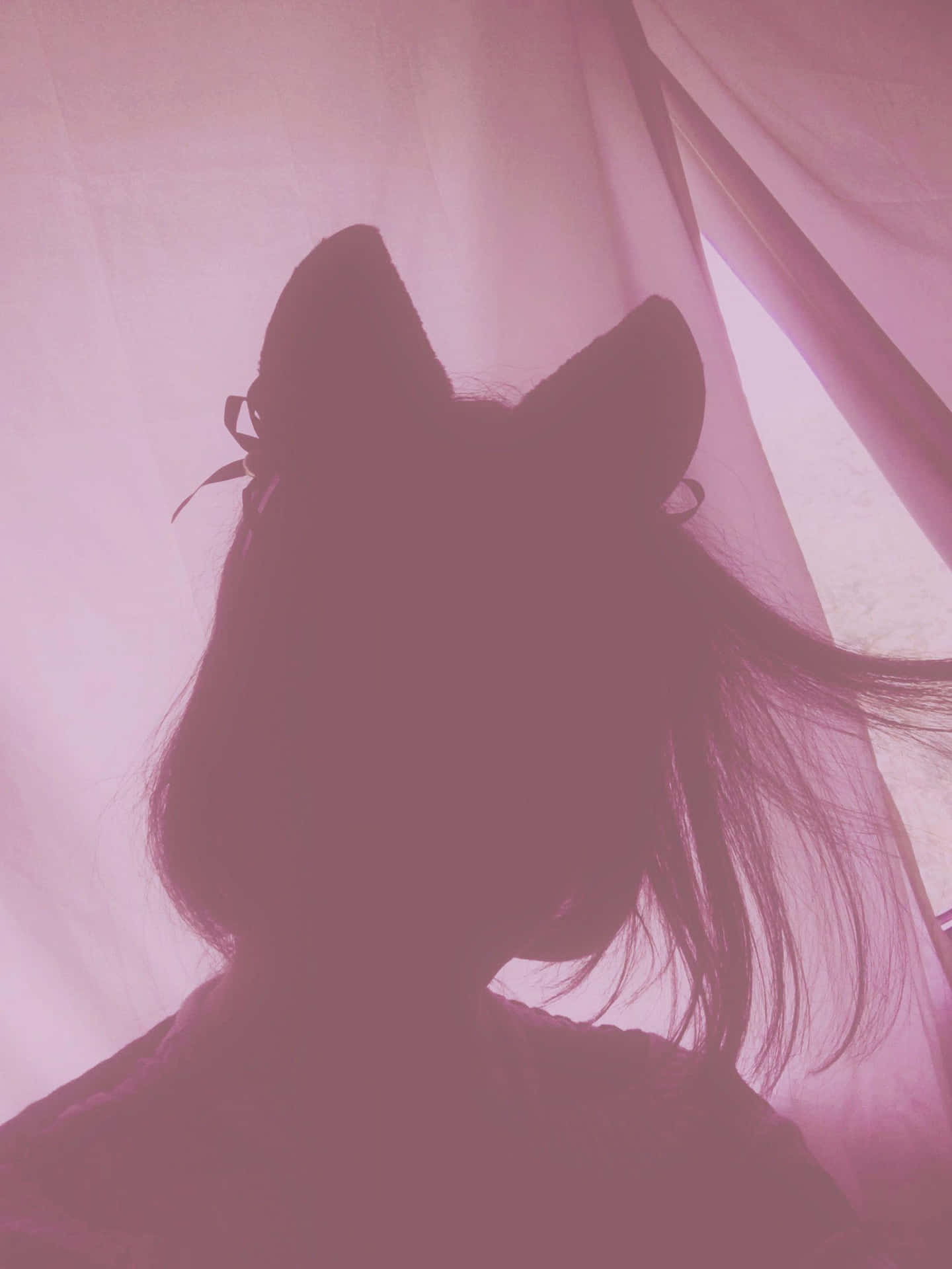 Pink Shadow Girl Aesthetic Desktop