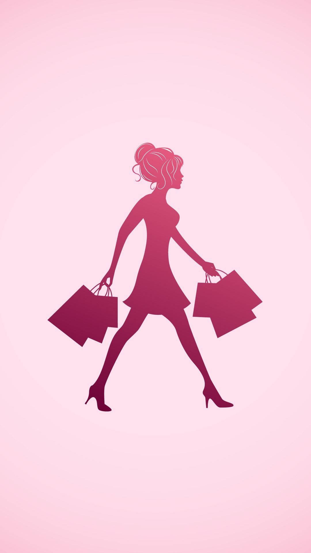 Pink Shopping Vector Art