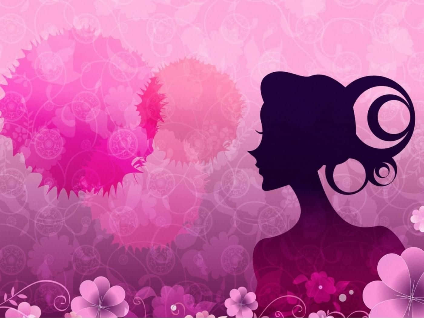 Pink Silhouette Happy Womens Day Background